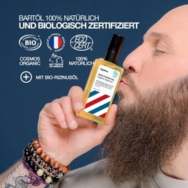 Sapiens Barbershop Organic Beard Oil Men - Natural Beard Care Oil Cosmos Organic Certified with Castor Oil - Moisturises Promotes Growth - Beard Oil for Men - 50 ml (Pack of 2)