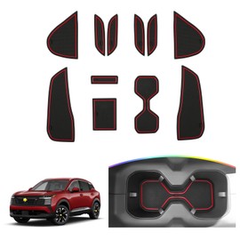 SKTU Door Slot Mat for 2025 Nissan Kicks Accessories Door Groove Gate Pad 11Pcs Fit 2025+ Nissan Kicks (S/SV/SR) Door Compartment Cup Center Console Liners 2025 Kicks Floor Liners (Red)