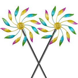 VeyFolzin.st 2PCS Wind Spinner Outdoor, Metal Windmill Garden Decorations, Kinetic Wind Spinners Colorful Wind Sculpture Yard Art for Garden Patio Lawn Decor (2PC Single Turn A)