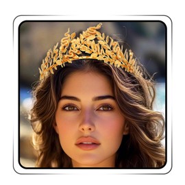 JEAIRTS Greek Goddess Crown Gold Leaf Tiara with Snake Pendant Vintage Medusa Hair Accessories for Women (1-Snake)