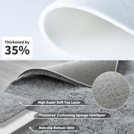 HQAYW 9x12 Large Area Rugs for Living Room Bedroom, Machine Washable Ultra Soft Fluffy Shag Bedside Rug,Indoor Floor Non-Slip Modern Plush Carpet for Kids,Girls,Boys and Nursery Rooms,Grey