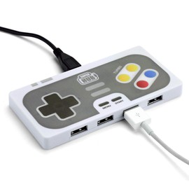 MUSTARD - Super Hub Game Controller I USB 2.0 Hub I 4-Port USB Hub I Plugable USB 2.0 4-Port High Speed Hub I Mac & Windows I Hub for any Device I Plug & Play Device I Retro Controller - 4 Port