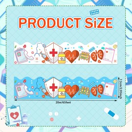 65Feet Healthcare Workers Nurse Bulletin Board Borders Roll for Doctor Appreciation Week Nurse Day Party Decoration Medical Nursing Nurse Graduation School Classroom Hospital Bulletin Board Décor（B）