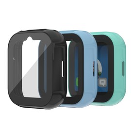 NewJourney Compatible with Sync UP Kids Watch 2 Screen Protector, Hard PC Overall Protective Case with Tempered Glass Screen Protector (Teal+Blue+Black)