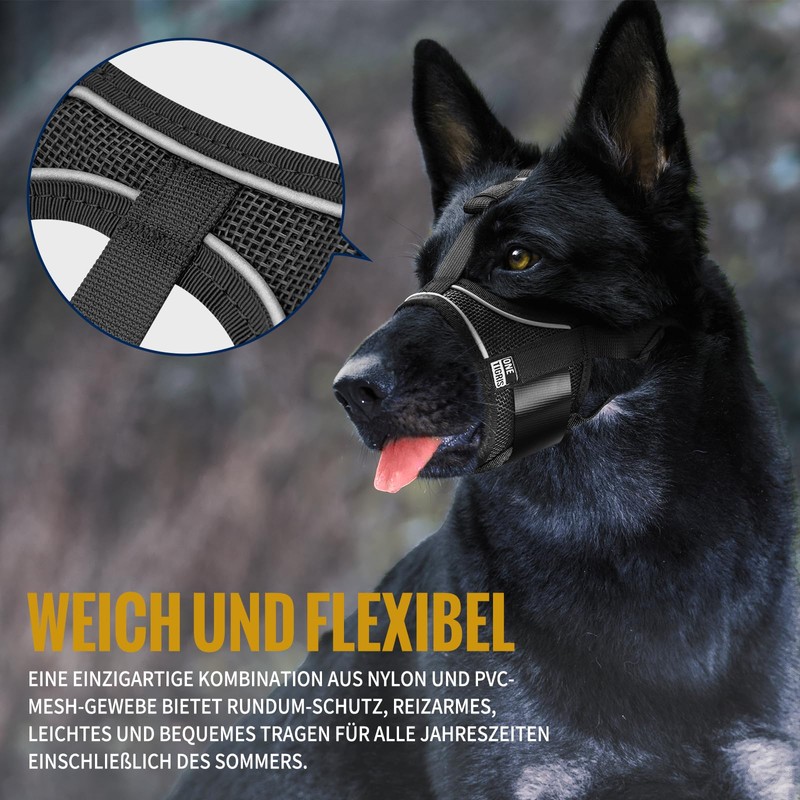 OneTigris Muzzle, Nylon Muzzle for Dogs, Adjustable Webbing, Suitable for