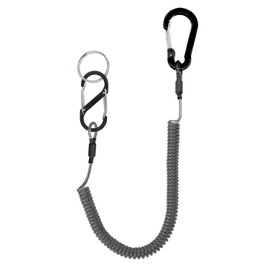 Lix&Rix Curl Cord Spiral Cord Double Hook S-Shaped Carabiner for Maximum Safety Strength 6kg Black 1 Pack