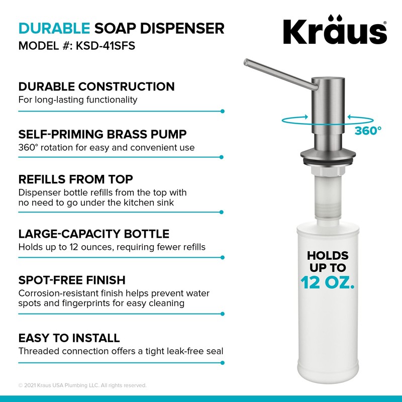 KRAUS Kitchen Soap and Lotion Dispenser in Spot Free Stainless
