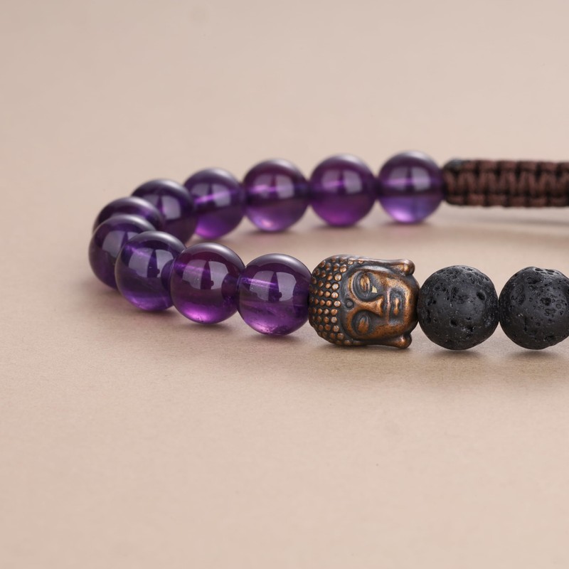 coai Lava Lucky Bracelet with Buddha Head, lava stone amethyst,