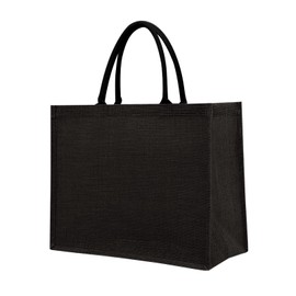 YJZQ Jute Bag, Foldable Jute Bag, Mini Jute Gift Bag, High-Quality Cotton Pocket Shopper Bag, Women's Shopping Bags, Fabric Bag, Shopping Bag, Fabric Bag (White, Black, 46 x 36.5 x 22 cm), black