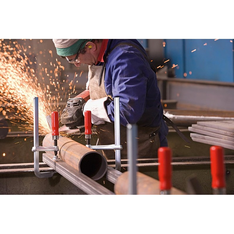 Bessey GZ12 "GZ" All-Steel Table Clamp, Grey/Red, 120/60 mm