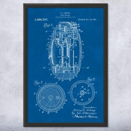 Framed Hand Grenade Print, EOD Technician, Soldier Gift, World War Decor, Veteran Gift, Grenade Blueprint, Marine Gift Blueprint (8x10)