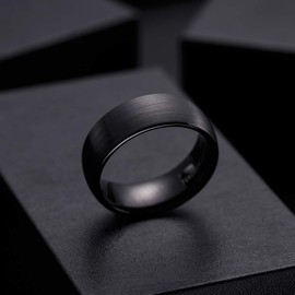 King Will Basic 2mm 4mm 6mm 8mm Tungsten Carbide Ring for Men Women Engagement Wedding Band Black/Silver/Gunmetal Domed Matte Brushed Finish Comfort Fit Size 4-15 - 8mm Black Size 11.5