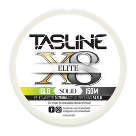 Tasline Elite Pure Spectra Solid 8X Strand Braided High Power Premium Fishing Line - 16lb 164yds/150m