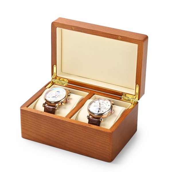 Oirlv SM14901 Wooden Watch Case, 2 Displays, Storage, Portable, Mini, Luxury Watch Case