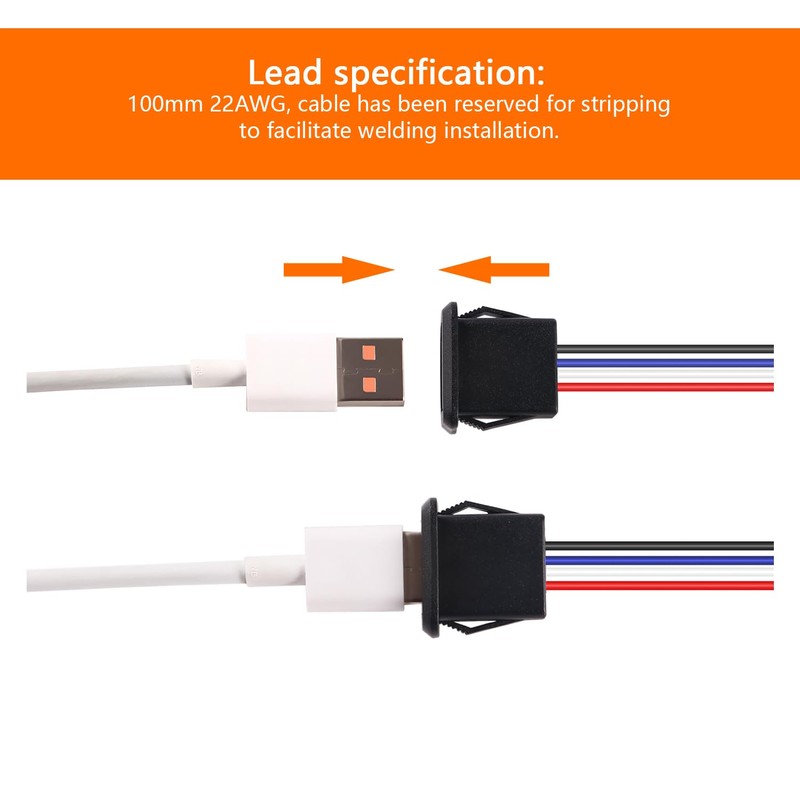 KUOQIY 6 Pieces 3A 4-Pin USB Socket, Quick Charge Type