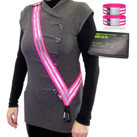 Reflective SASH with 2 Reflective Arm Bands/Reflective Wristbands > Ultralight, Simple & Practical Reflective Gear for Your Visibility & Safety Night & Day for Dog Walking > for Women, Men, Kids