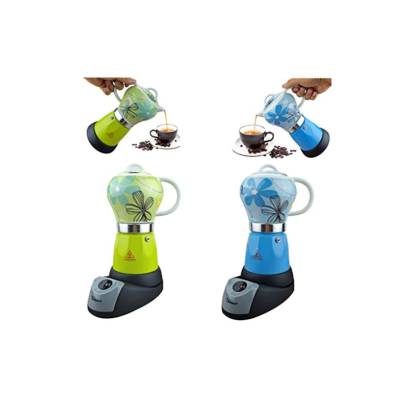 UNIWARE 6 Cup Professional Electric Espresso/Moka Coffee Maker (Blue)
