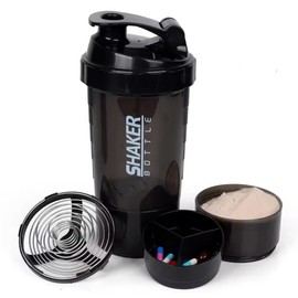 Inov Paris Inov Paris 3-in-1 Sports Bottle Shaker with Compartments, Black, Protein and Supplements