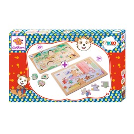 Eichhorn 109245681 - Bobo Siebenschläfer - 2 puzzles, 20 pieces, classic puzzle 24 pieces, with different difficulty levels, 100% FSC-certified plywood, from 2 years