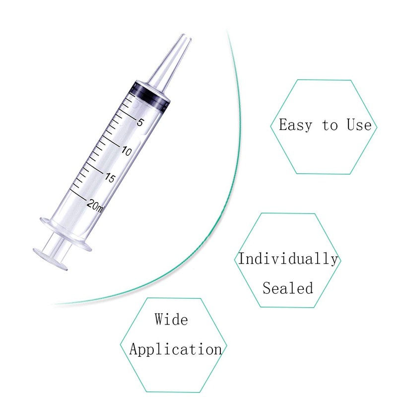 12 Pack 20ml Sterile Plastic Syringes, Multiple Uses Measuring Syringe
