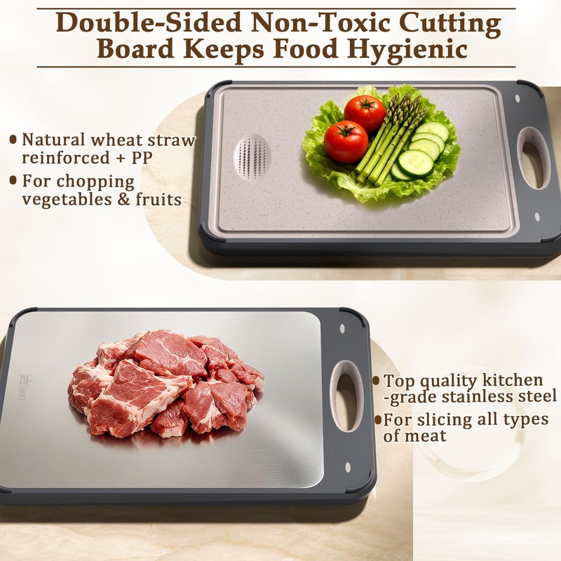 GUANCI Cutting Board for Kitchen Double Sided 304 Stainless Steel