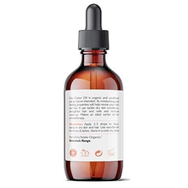 Aceite de Ricino | Teddie Organics | Aceite de Ricino Orgánico, Prensado en Frío, 100% Puro, sin Hexano | Tratamiento Natural para el Cabello, la Piel, las Pestañas y las Cejas | 120 ml