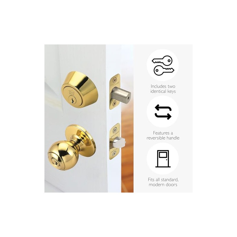 Design House Pro Deadbolt, Single Cylinder, 2-Way with Latch, Round