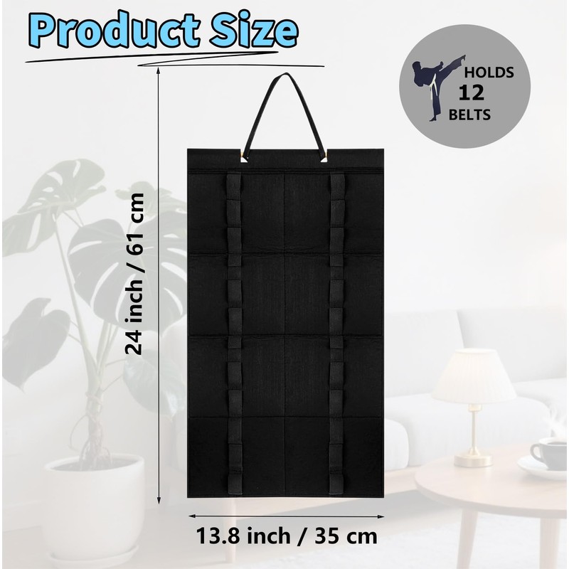 INTOMYTH Karate Belt Display Rack - Holds 12 Belts, High-Density