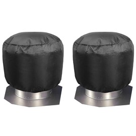 2Pcs 30 * 44cm/12 * 17.5in Roof Vent Cover, Heavy Duty Turbine Ventilator Protector Shield with Adjustable Drawstring, Waterproof 420D Oxford Fabric (Black)