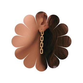 TseenYi Long link chain drop earrings gold chain links dangle paper clip chain tassel dangle earrings punk chain drop stud earrings specification chain charm earrings, Zinc, No Gemstone