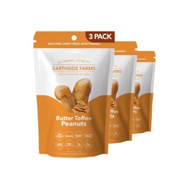 Earthside Farms Candied Nuts, Perfect for Snacking or On the Go, Low Sugar, Keto Friendly, Individually Wrapped (4 Ounce(Pack of 3), Butter Toffee Peanuts)