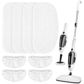 LOVECO 4 Pack Steam Mop Pads + 4 Microfiber Small Cloths Compatible with KGHKGH & Sprobil & Rvwsx Steam Mop Steam Cleaner, Washable Steam Mop Replacement Pads for Scratchfree Floor Cleaning