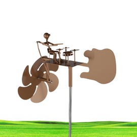 Handmade Metal Drummer Windmill - Outdoor Lawn Yard Garden Decoration, Rock Punk Style Drummer Windmill, Creative Rotating Voice Windmill Metal Drummer Wind Chimes Windmill Garden