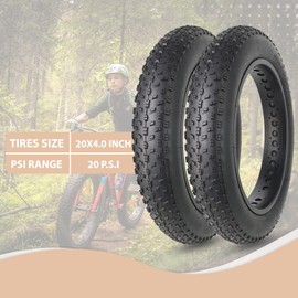 MOHEGIA Fat Tires 20 x 4.0 inch,Folding Electric Fat Bike Tires,Compatible Wide Mountain Snow Bicycle (2 Pack)