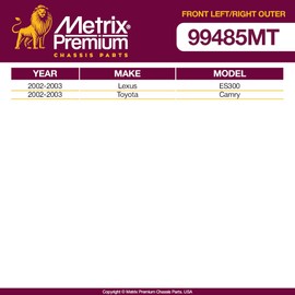 Metrix Premium Chassis Parts - Front Left & Right Outer Tie Rod End Kit Fits 2002-2003 Lexus ES300, 2002-2003 Toyota Camry, Replacement ES3600, ES3601, Made in Europe