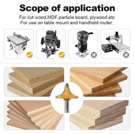 FivePears Roundover Router Bit, Round Over Router Bit for Edging Forming Rounding (1" Radius - 1/2" Shank, 1/2" Shank-Y)