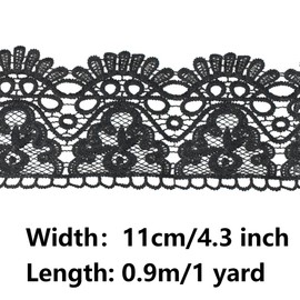 pson 3 Rolls 11 cm Wide Black Lace Ribbon, Flower Eyelet Embroidery, Lace Trim Fabric for Crafts, Sewing, Designing, Clothes, Wrapping
