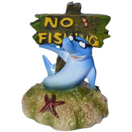 Supa No Fishing Sign, Shark Aquarium/Fish Tank Ornament | Realistic Detail | Approx. 6.5cm(L) x 7cm(W) x 8.5cm(H)