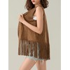 Yoisdtxc Women's Fringe Vest Cowgirls Sleeveless Tassel Jacket Western Faux