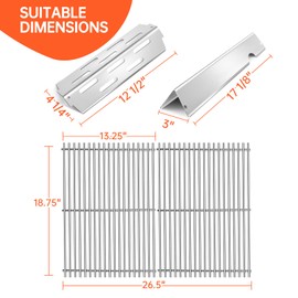 Stainless Steel Grill Flavorizer Bar Heat Plates with 2 Pack 9mm Grates Gas Grill Replacement Parts for Weber Genesis II 300 Series Genesis II E-310 E-315 E-330 E-335 S-310 S-335 Gas Grill Part