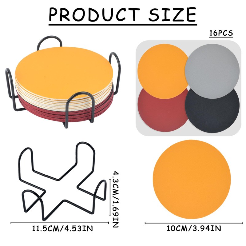 AYNKH 16 PCS Reversible Leather Coasters,1 PCS Coaster Holder, Reversible