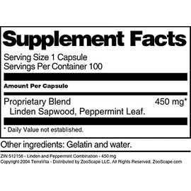 Linden and Peppermint Combination - 450 mg (100 Capsules, ZIN: 512156)