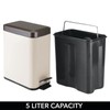 mDesign Small Modern 1.3 Gallon Rectangle Metal Lidded Step Trash