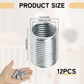 Pack of 12 Threaded Insert M12 to M10 x 15 mm Threaded Sleeve Stainless Steel Thread Adapter Set, Reducing Nuts for Furniture Construction, Automotive Industry and Mechanics, Durable and Corrosion