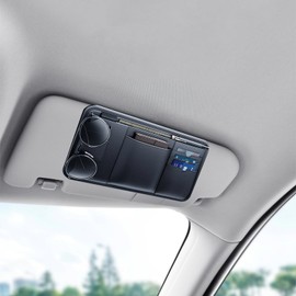 Toyosport Car Visor Organizer, Multi-Functional Sun Visor Organizer, Black PVC Compact Design, Includes Pocket for Documents, Glasses Holder, Ideal for Most Vehicles