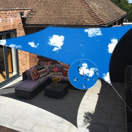 Windscreen4less 10'x10' Waterproof Sun Shade Sail Rectangle Shade Canopy Cover UV Block for Backyard Patio Deck Balcony Pergola Garden (Sky Blue)