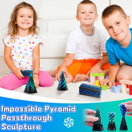 3 Pcs 3D Printed Fidget Toy, Impossible Cone Pyramid Spiral Cone Passthrough Sculpture Fidget Toys, Fun Anxiety Stress Relief Toy For Home Office Desk Decor Engineer Souvenir Gift