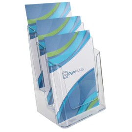 ogoPLUS 3 Tier Brochure Holder DIN A4 Portrait Format / Multiple Brochure Stand, Flyer Stand, Flyer Holder, Advertising, Stand, Table Brochure Stand, Wall Mounting, Brochure Box