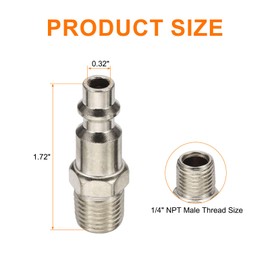 HARFINGTON 5pcs Industrial Air Plug 1/4" NPT Male M Style High Flow Quick Connect Air Fittings Air Compressor Accessories