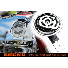 Horn 6 V 9 W, diameter 70 mm, signal horn for AC systems, compatible with Hercules, DKW, Puch, Kreidler, Zündapp